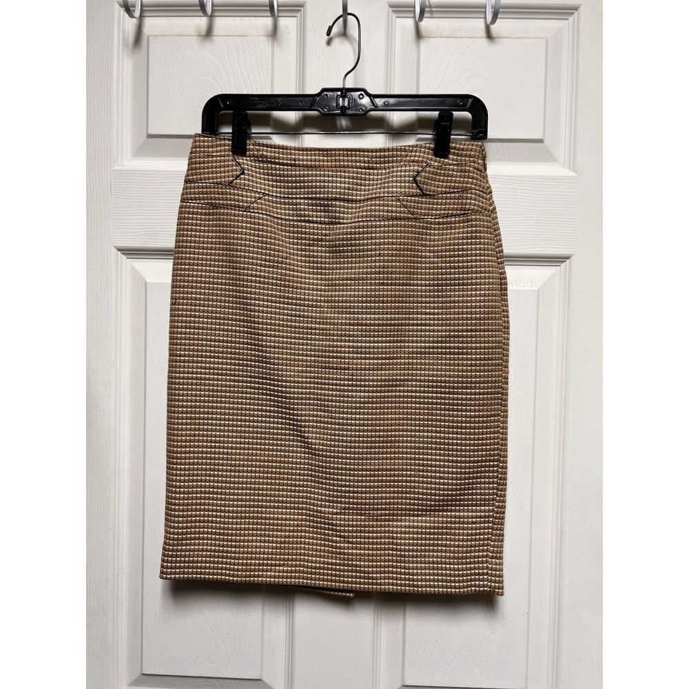 The Limited‎ Womens Size 2 Tan Brown Textured Woven Pencil Skirt Office Workwear